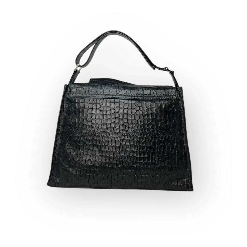 Orciani Schoudertas in Cocco Nappa Leer Black Dames