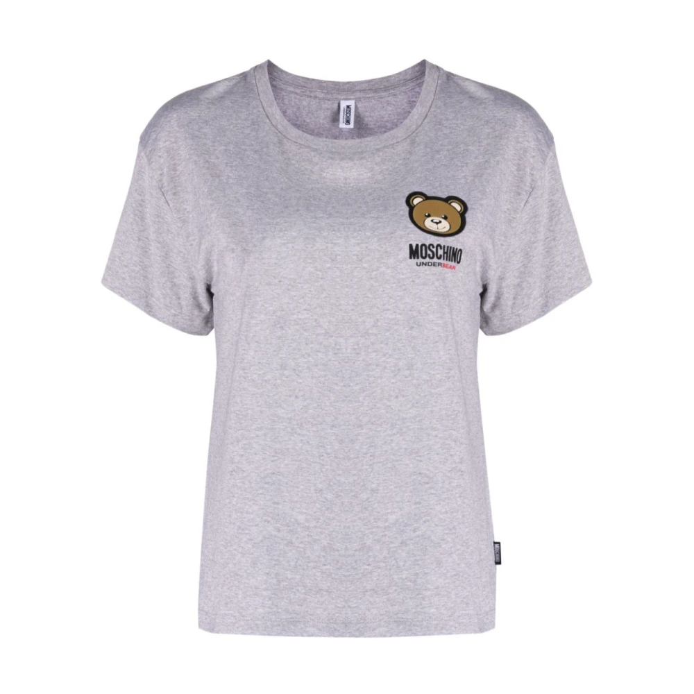 Moschino Heather Grey Teddy Bear Logo T-shirt Gray Dames