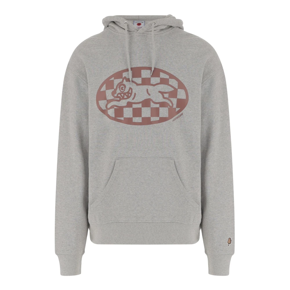 Icecream Men's Gray Checkered Logo Cotton Sweatshirt
