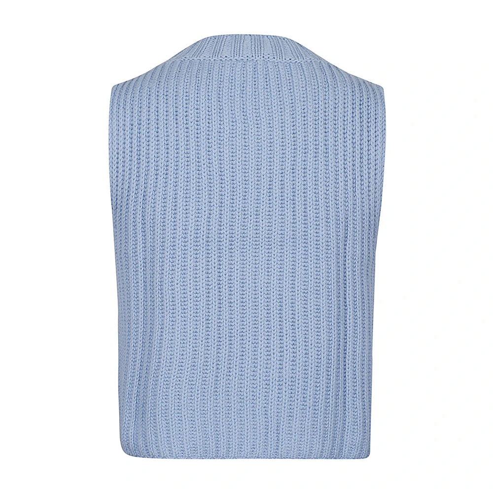 Max Mara Weekend Blauwe Mouwloze Wollen Trui Blue Dames