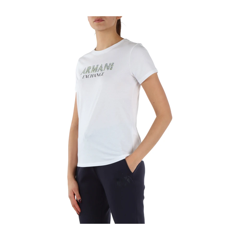Armani Exchange Katoenen Logo T-shirt White Dames