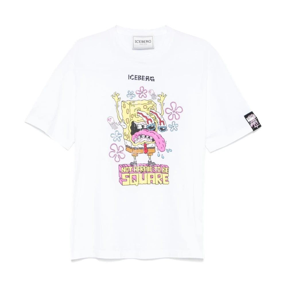 Iceberg Witte Crew Neck Geborduurd T-shirt White Heren