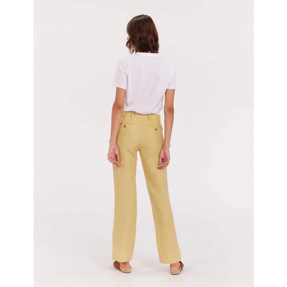 Ines De La Fressange Paris Straight-Leg Citroen Linnen Broek Yellow Dames