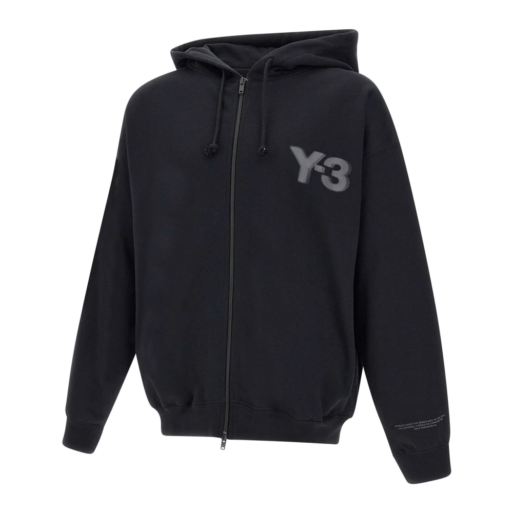 Y-3 Zwarte Katoenen Hoodie Met Rits Black Heren