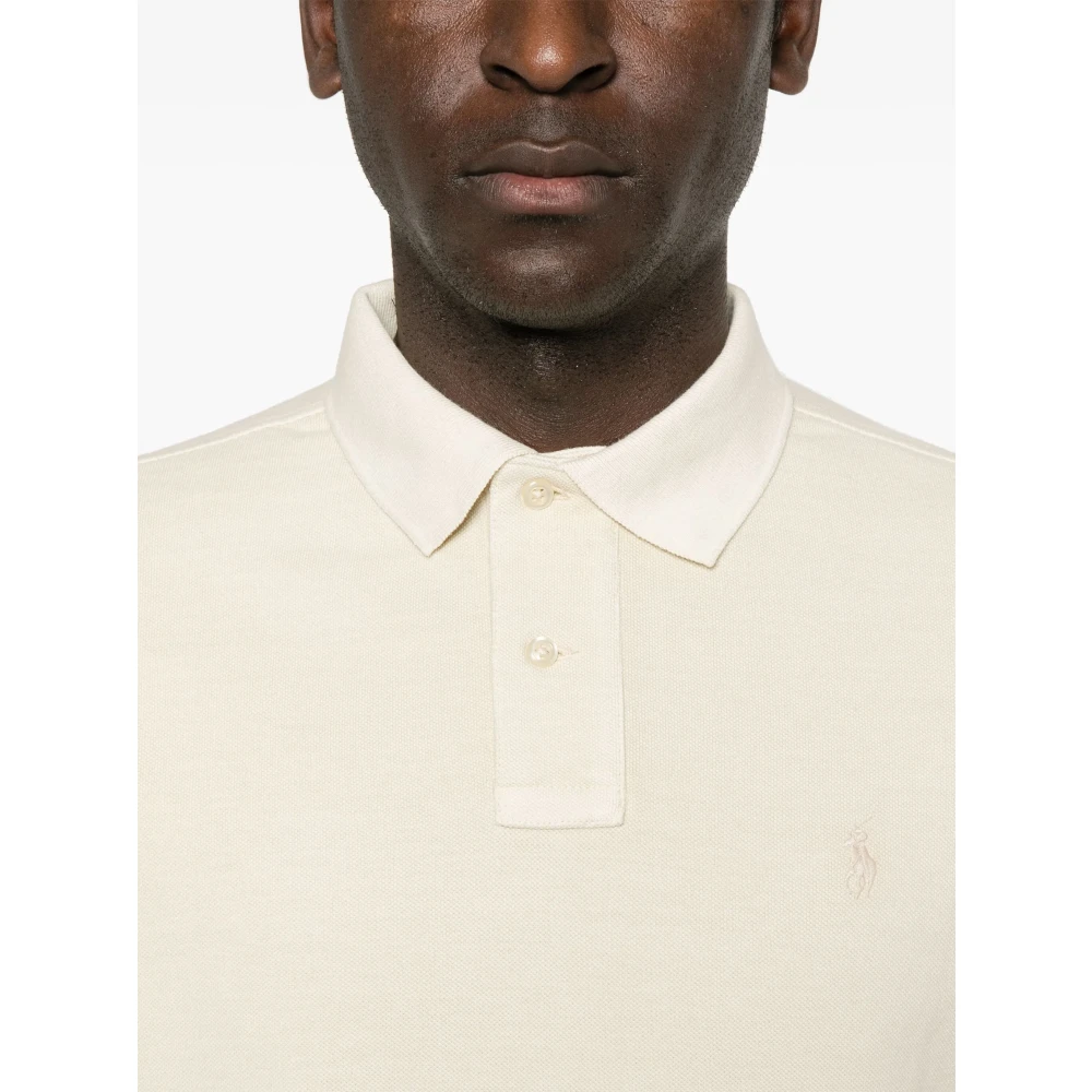 Polo Ralph Lauren Aangepaste Slim Fit Katoenen Polo Beige Heren
