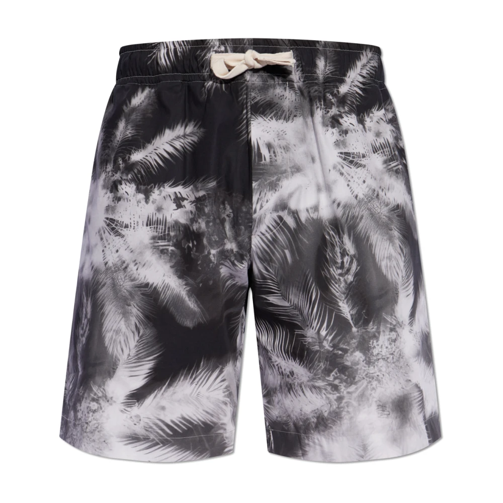 Palm Angels Katoenen shorts met print Gray Heren