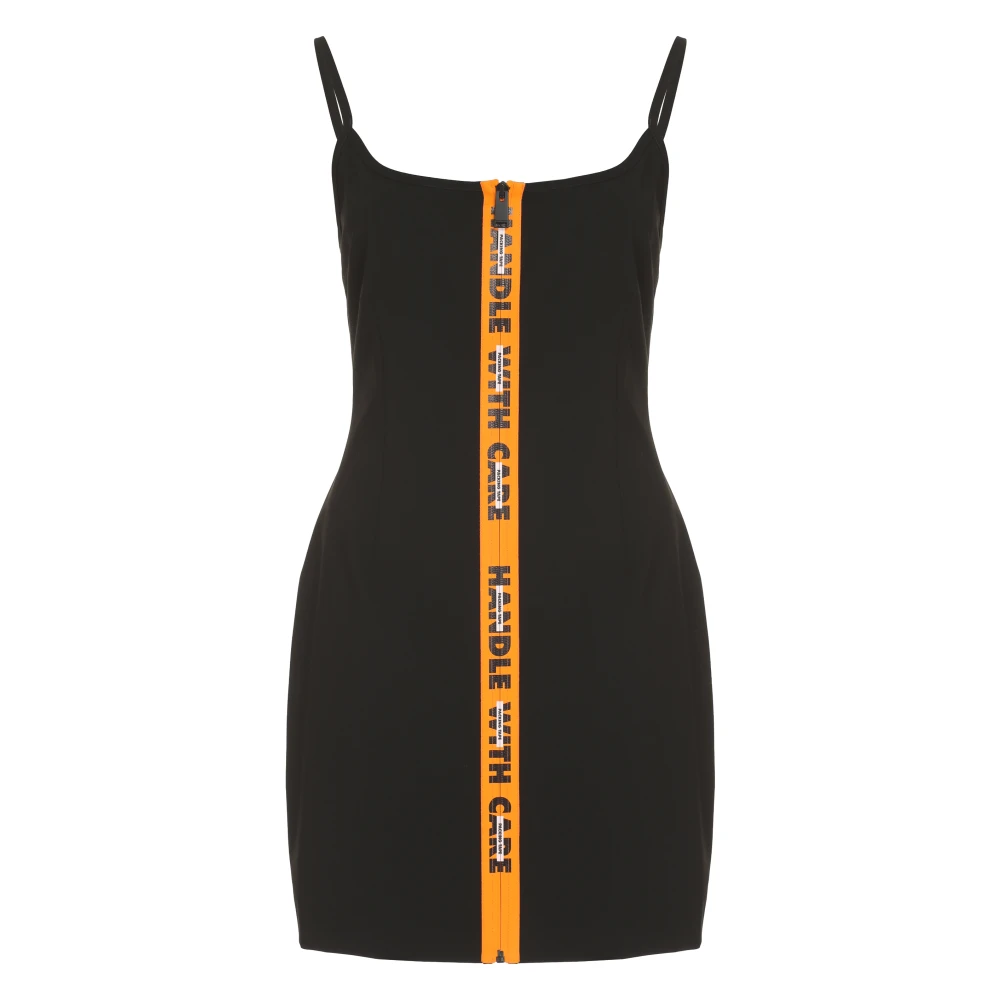 Heron Preston Stretch Sheath Jurk met Rits en Contrasterende Afwerking Black Dames