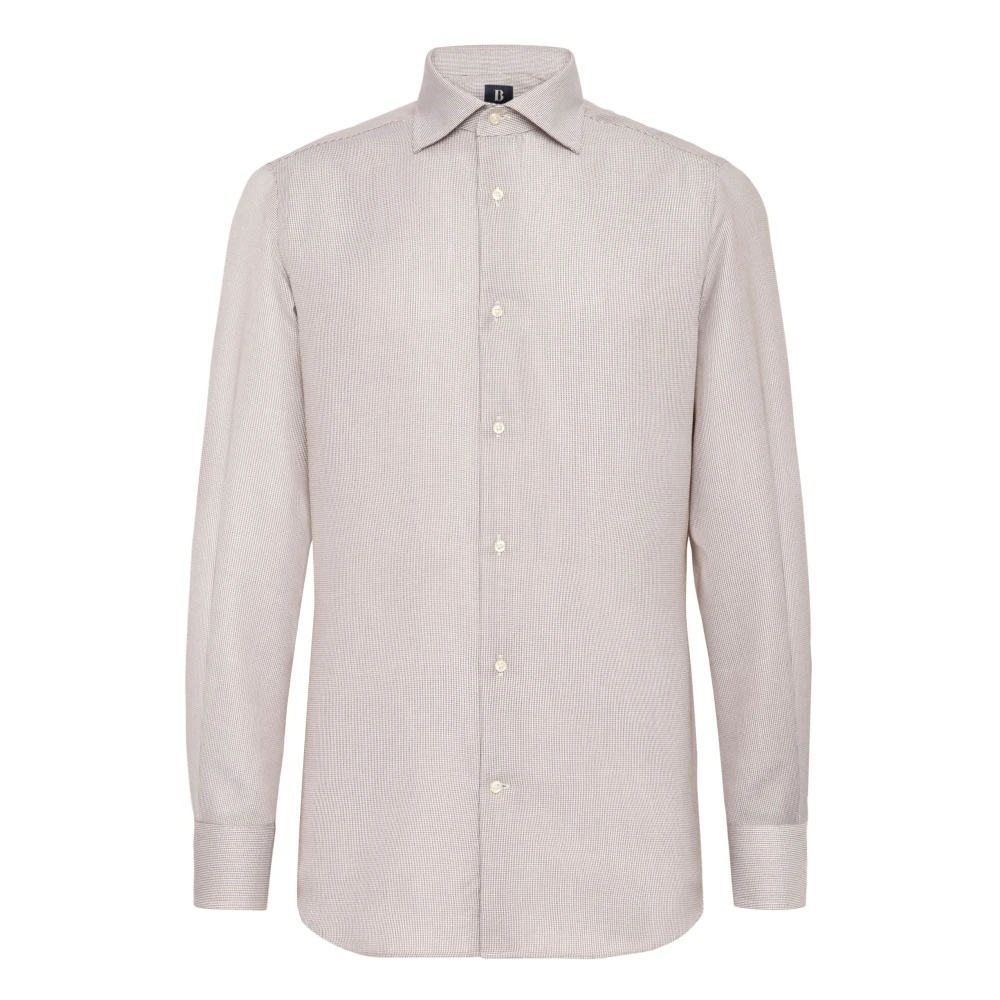 Boggi Milano Ultimate NON Iron Regular Fit Katoenen Dobby Overhemd Brown Heren