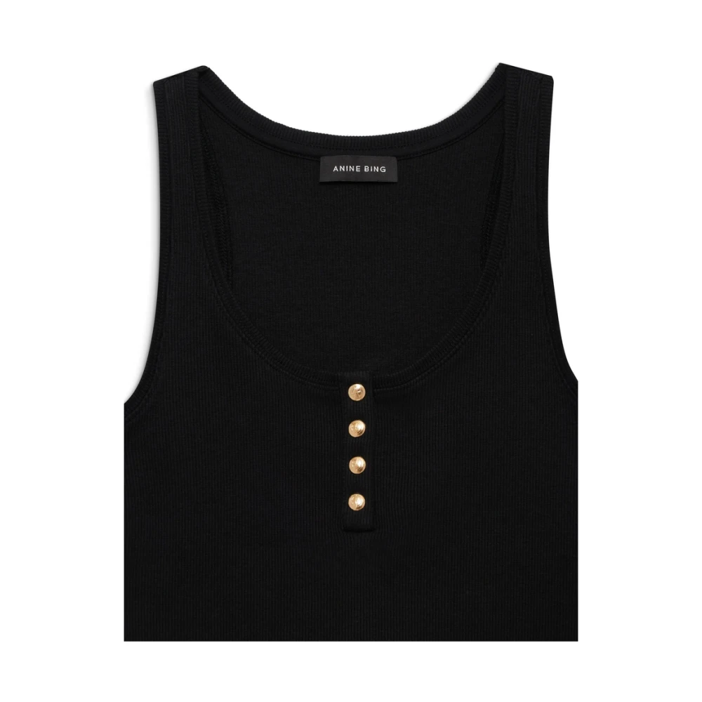 Anine Bing Zwarte Mouwloze Top met Ronde Halslijn Black Dames
