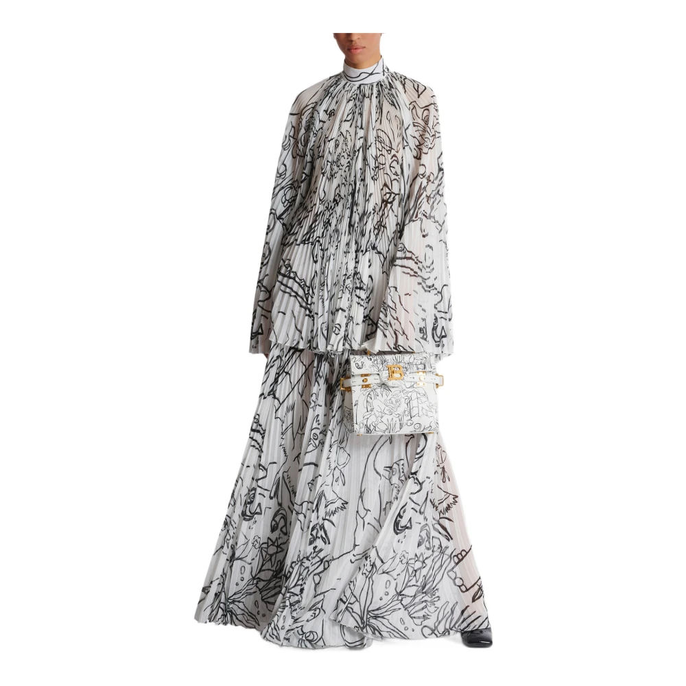 Balmain Disney x : The Lion King Lange geplooide bedrukte rok Kind Vroegrijp White Dames