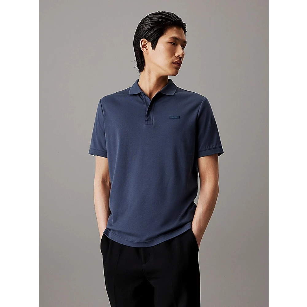 Calvin Klein Liquid Touch Slim Fit Polo Blue Heren