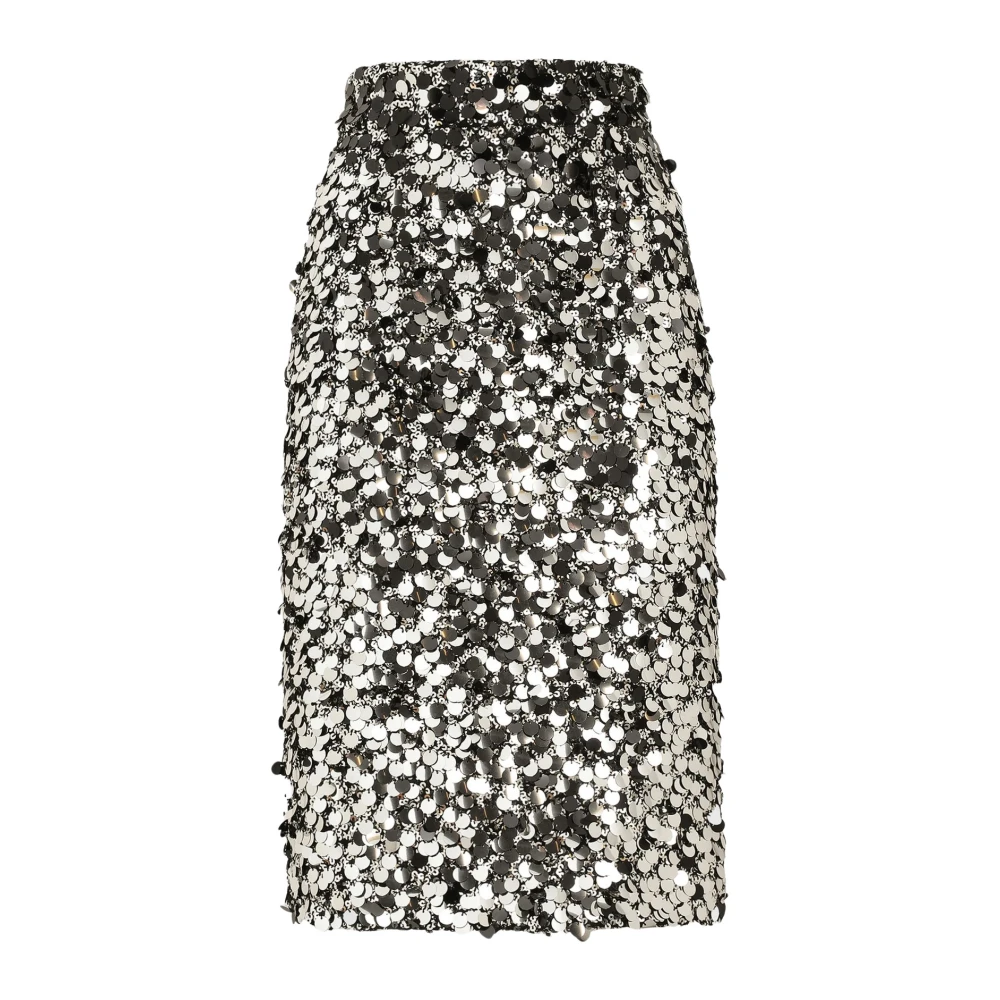 Dolce & Gabbana Women's Gray Midi Skirts, S, Sequined Midi Skirt