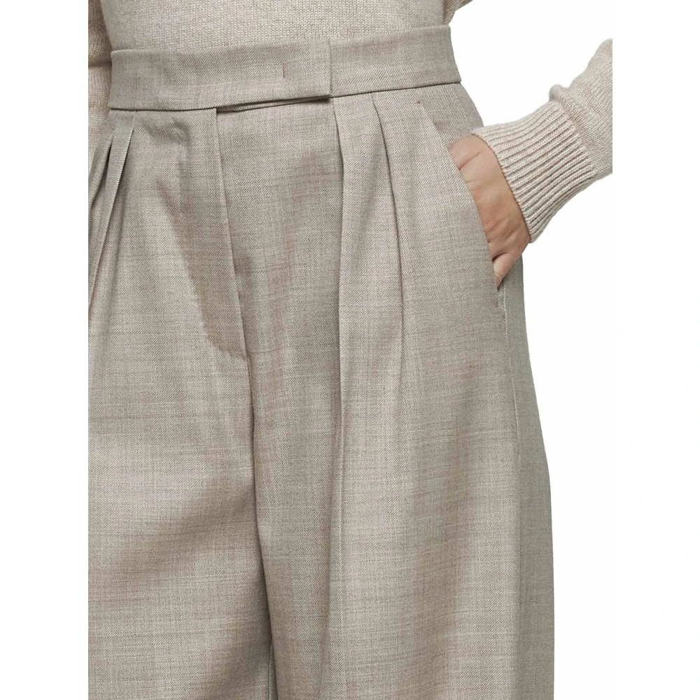 Max Mara Beige Palazzo Wollen Broek Beige Dames
