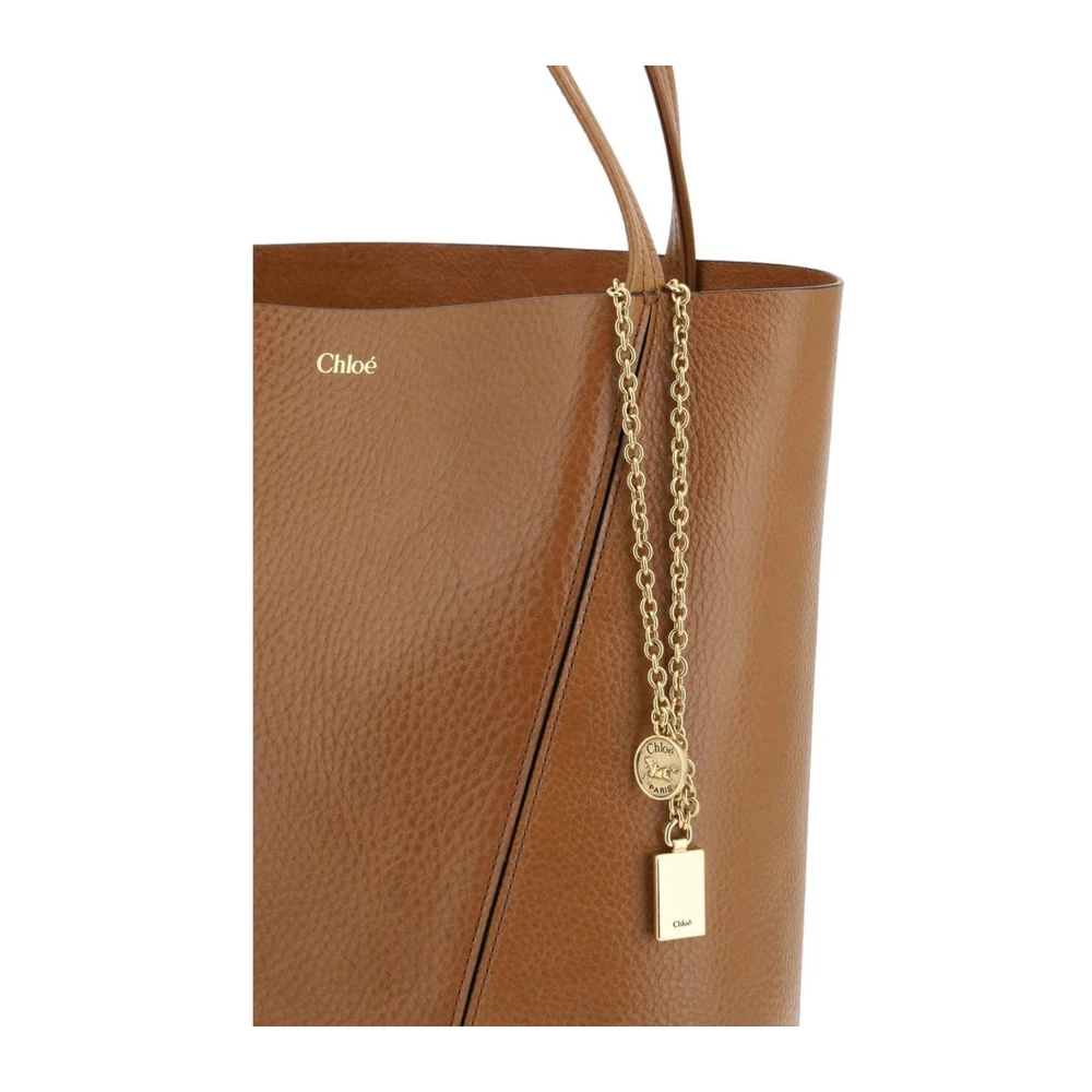 Chloé Moderne leren schoudertas met monogram hanger Brown Dames