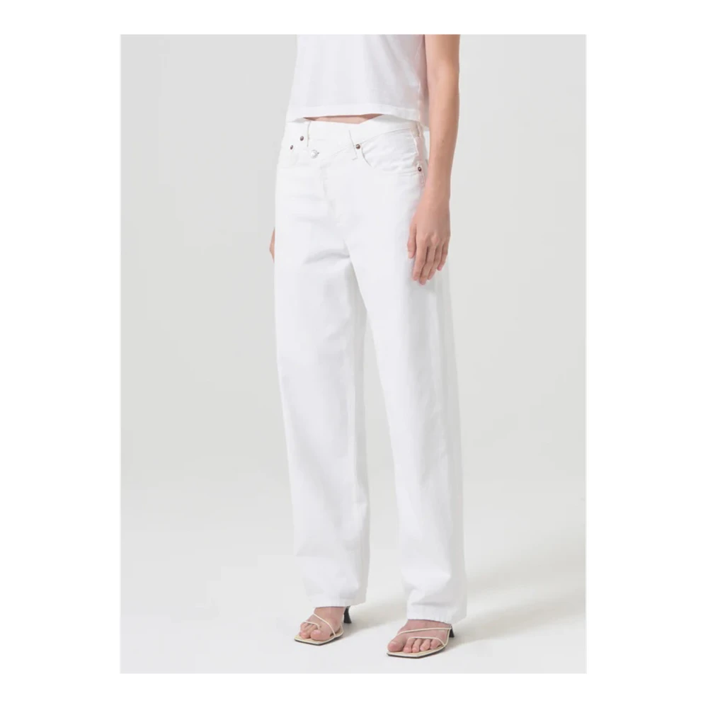 Agolde Wijde Broek Criss Cross Jeans White Dames