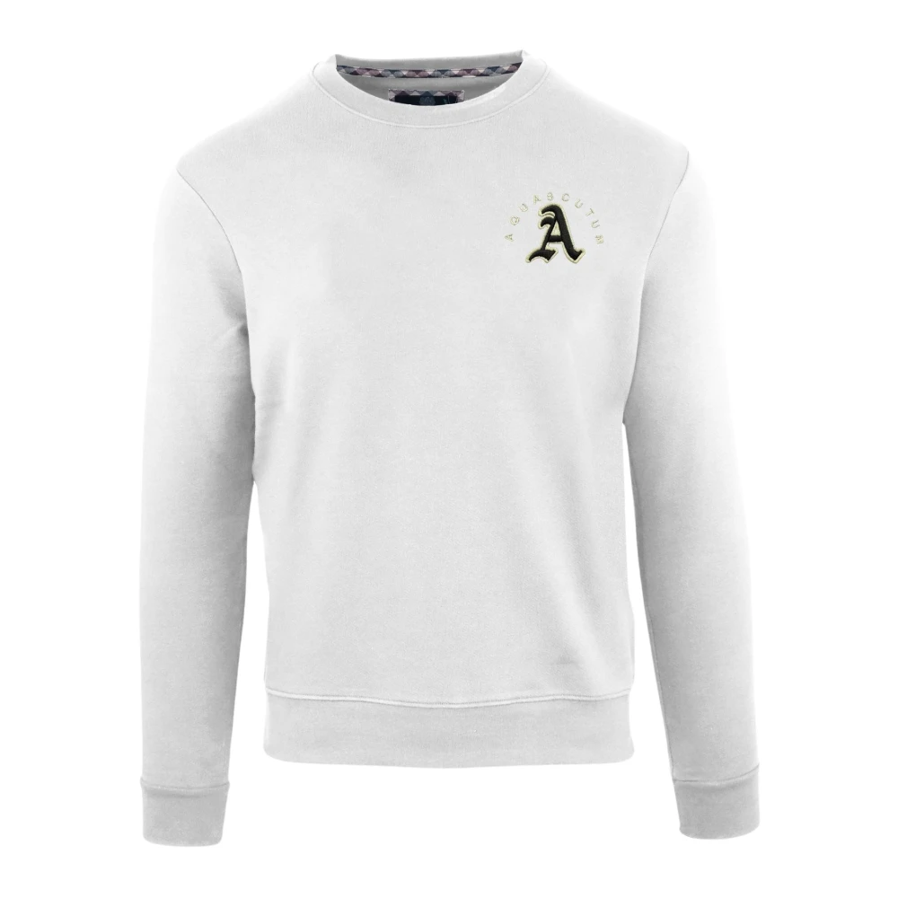 Aquascutum Katoenen Sweatshirt Lange Mouw Ronde Hals White Heren