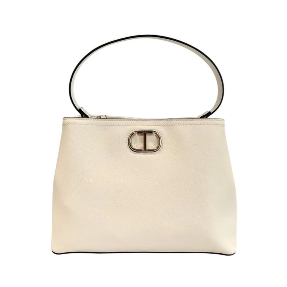Twinset Women's White Elegant Faux Leather Handbag With Spacious Interior