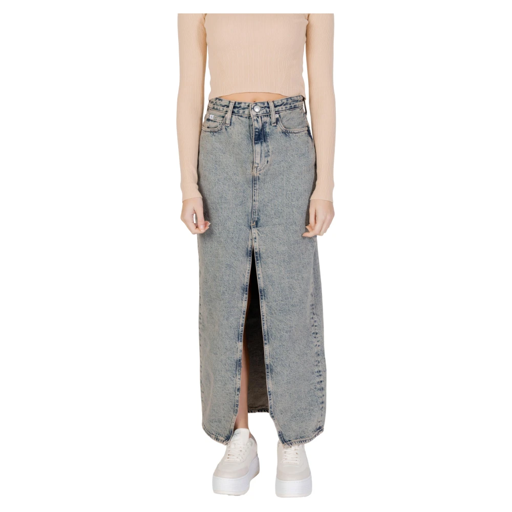 Calvin Klein Jeans Women's Blue Long Split Maxi Skirt - Denim Skirts - W27 - Skirts