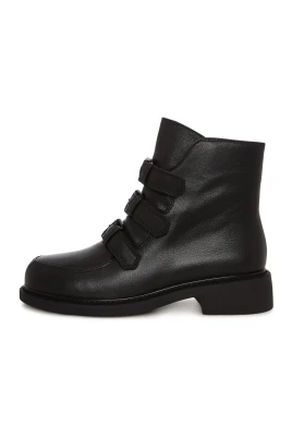 Triple Strap Mid Ankle Boot