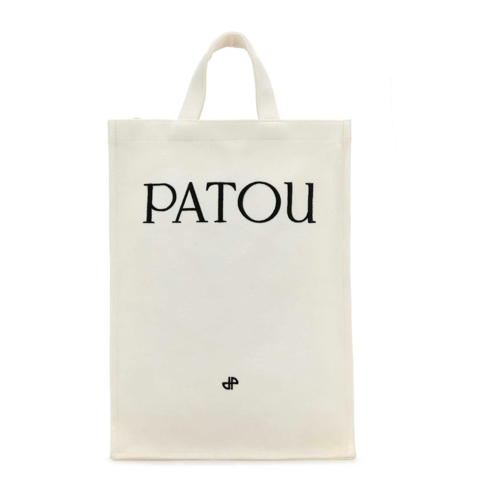Patou White Canvas Shopping Bag With Shoulder Strap - Female - Shopping Bags - One Size - Bags
