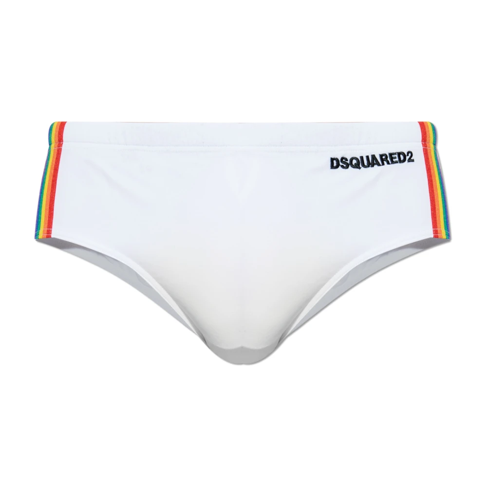 Dsquared2 Men's White Beachwear, M, Swim Briefs