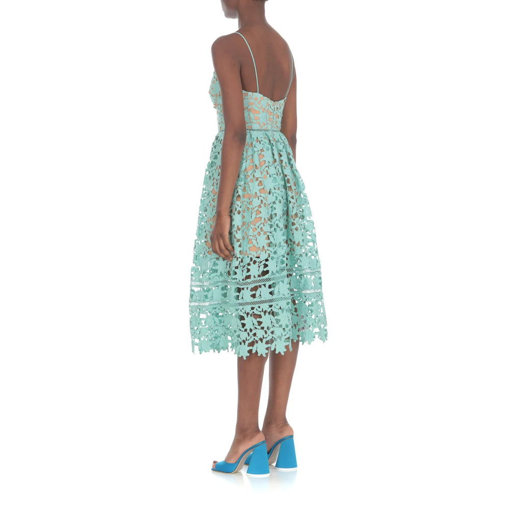 Self Portrait Lichtblauwe Kanten Midi Jurk Blue Dames