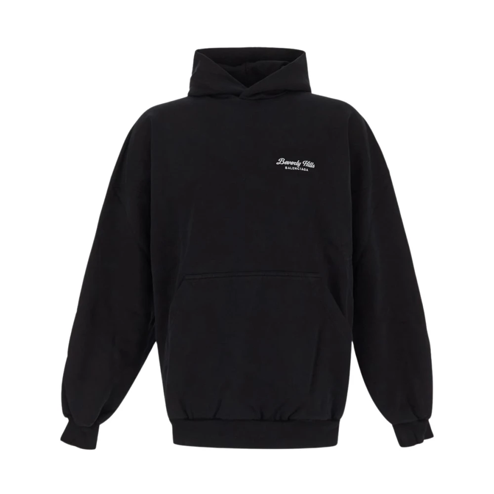 Balenciaga Cotton Logo Hoodie Black Heren