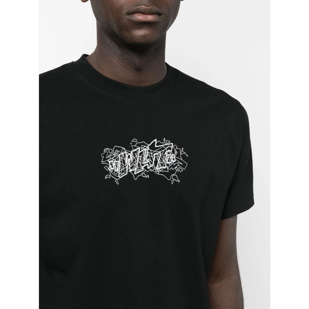 Off White Grafische Print Zwarte Katoenen T-shirt Black Heren