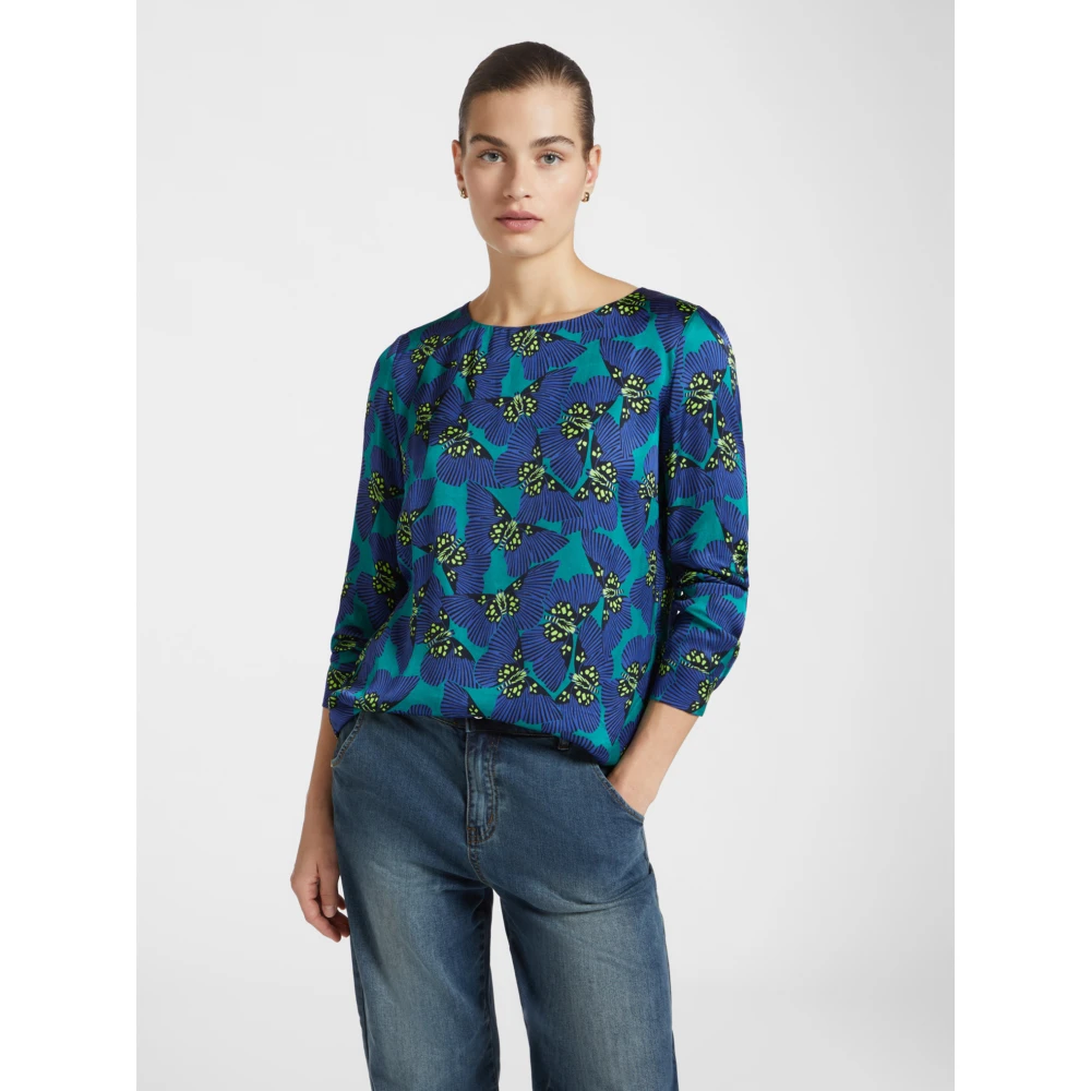 Elena Mirò Bedrukte blouse Blue Dames