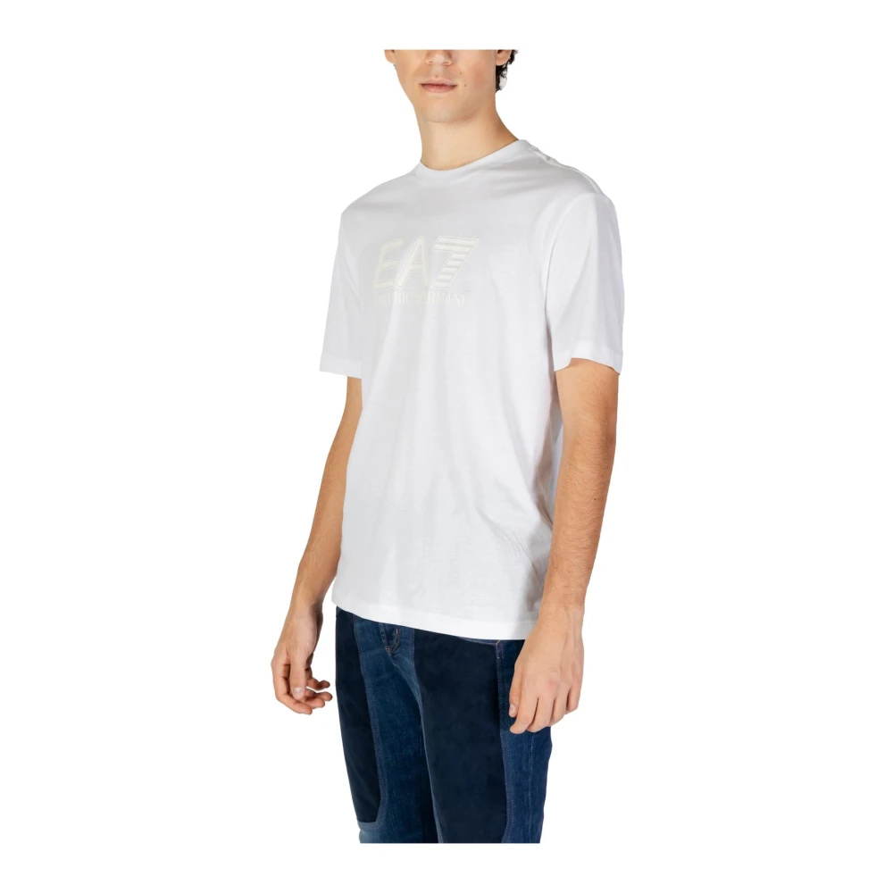 Emporio Armani EA7 Effen katoenen ronde hals T-shirt White Heren