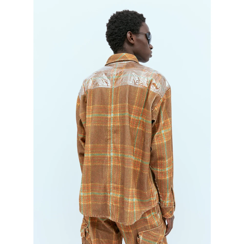 ERL Bedrukte Corduroy Overshirt Brown Heren