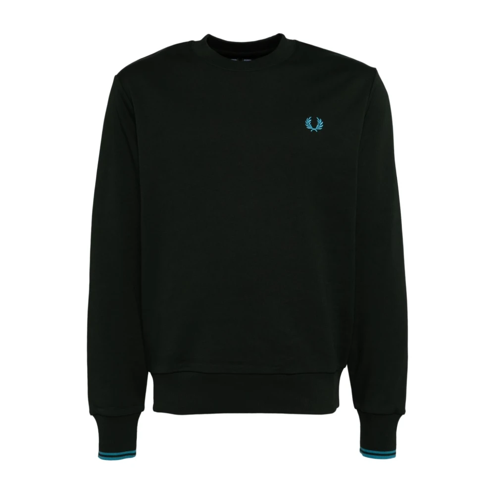 Fred Perry Geborduurd Logo Ronde Hals Sweaters Green Heren