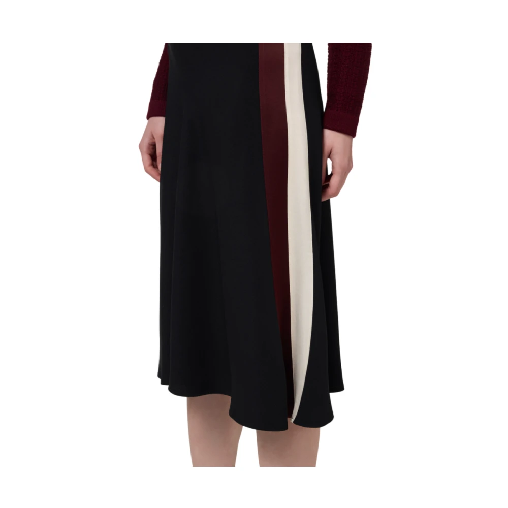 Elisabetta Franchi Midi satijnen rok met contrastdetails Black Dames