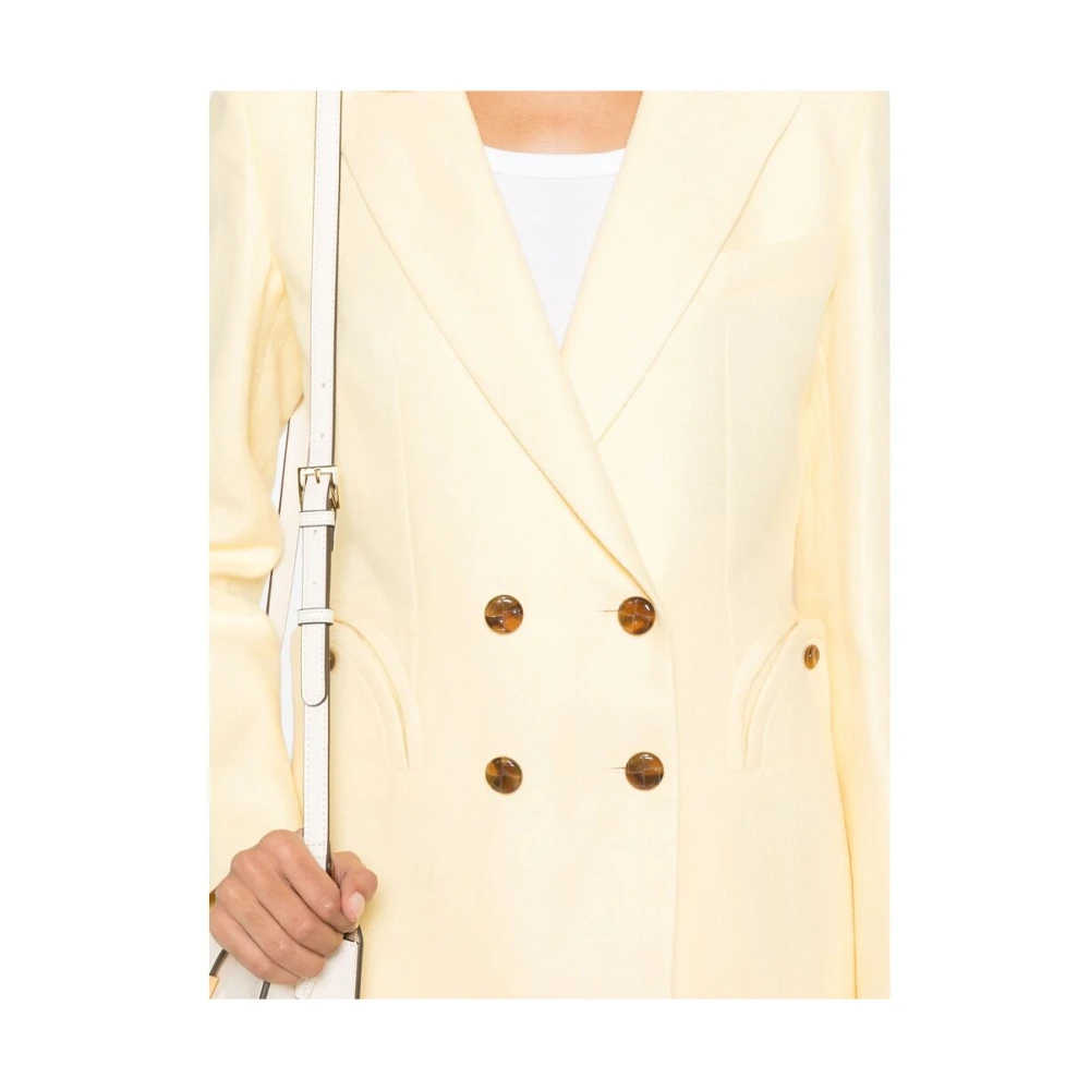 Blazé Milano Boter Geel Double-Breasted Jas Beige Dames