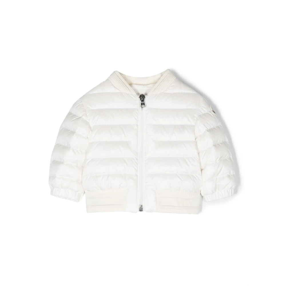 Moncler Girls White Quilted Padded Jacket With Logo Patch - Winter Jackets - 12 M - Kids