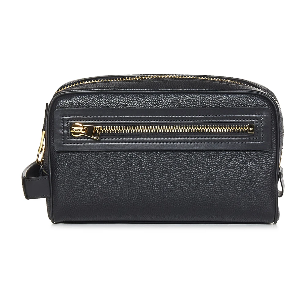 Tom Ford Zwarte Leren Clutch Tas Black Heren