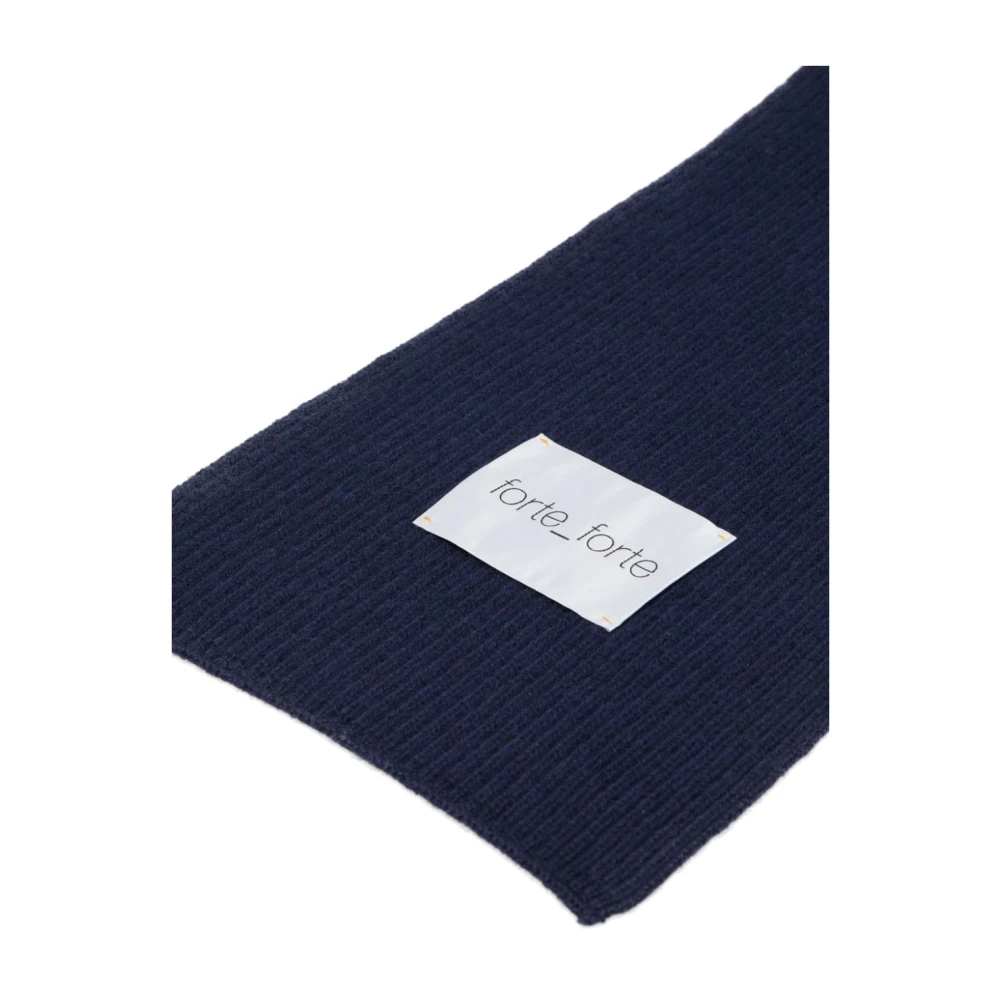 Forte Kasjmierwol Geribbelde Sjaal Blauw Black Dames