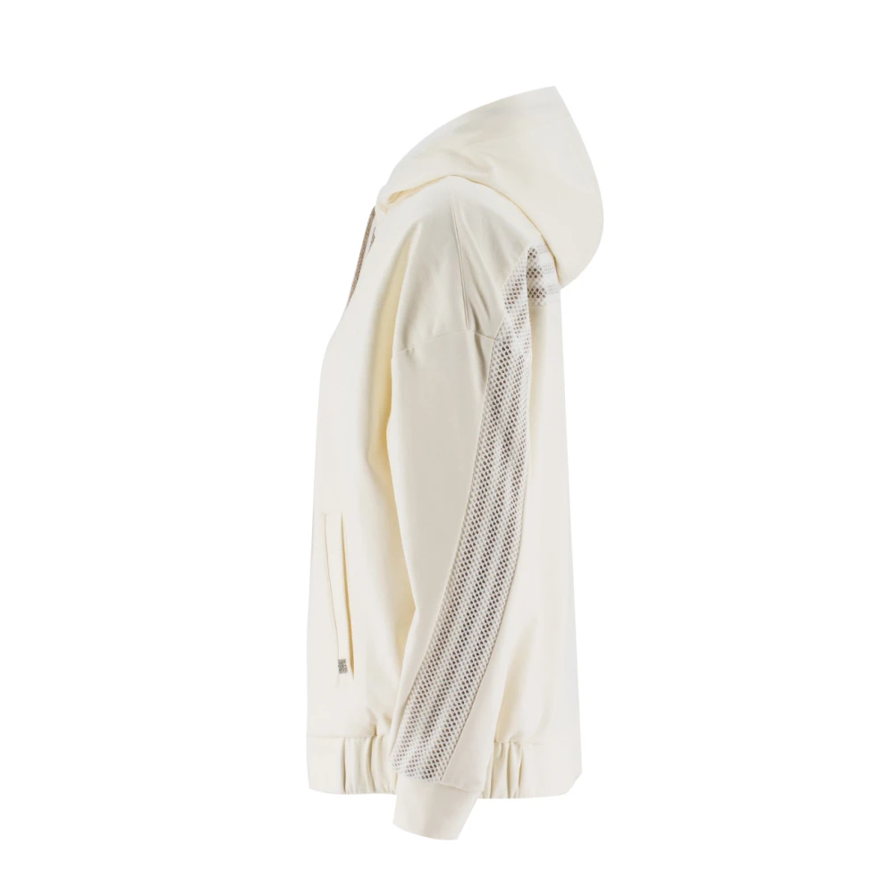 Panicale Contrast Hooded Katoenen Sweatshirt Beige Dames
