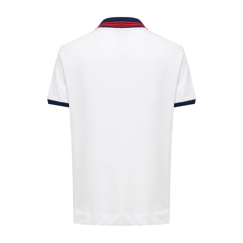 Fendi Witte V-hals Polo Shirt Blauwe Rand White Heren