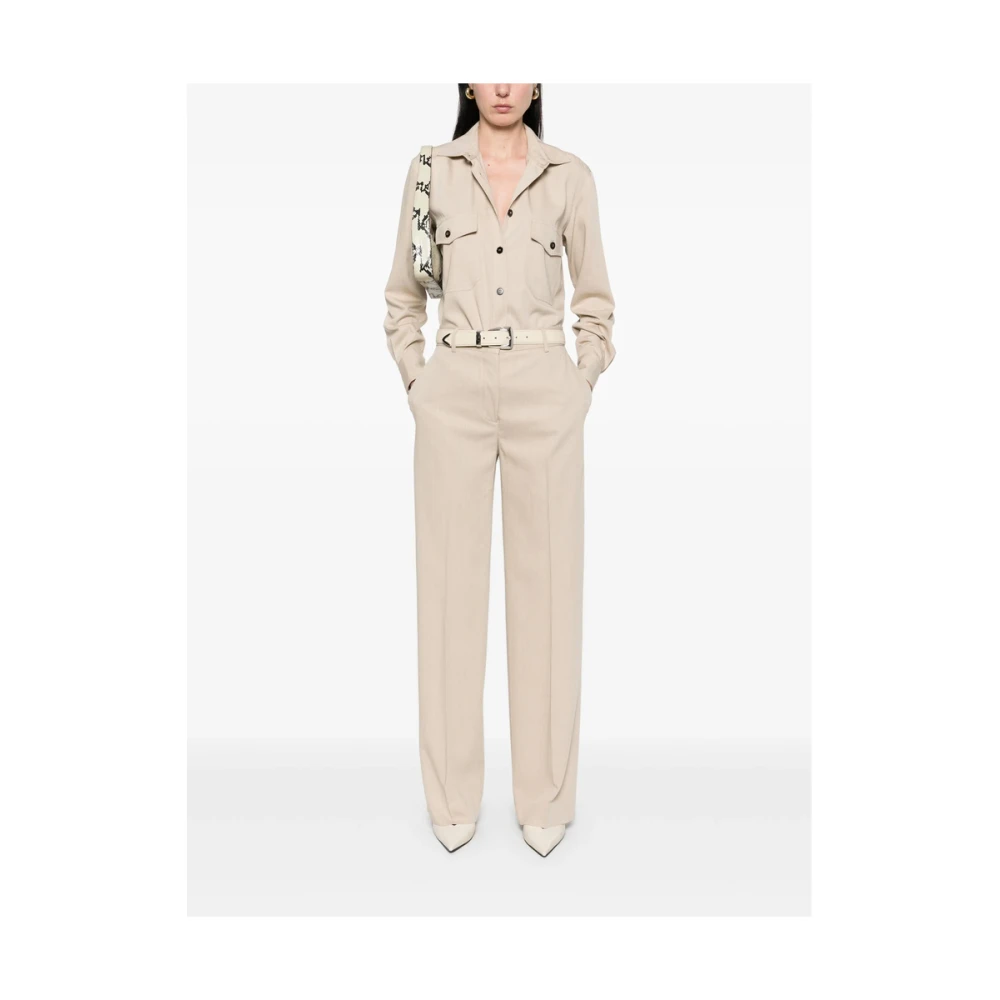 Antonelli Firenze Beige Broek met Riem en Zakken Beige Dames
