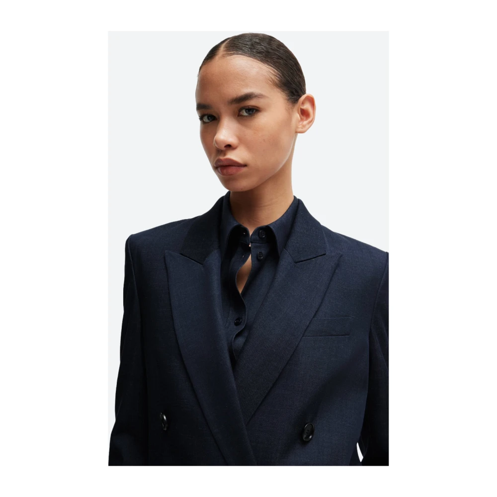 Hugo Boss Klassieke Denim Effect Lange Jas Blue Dames