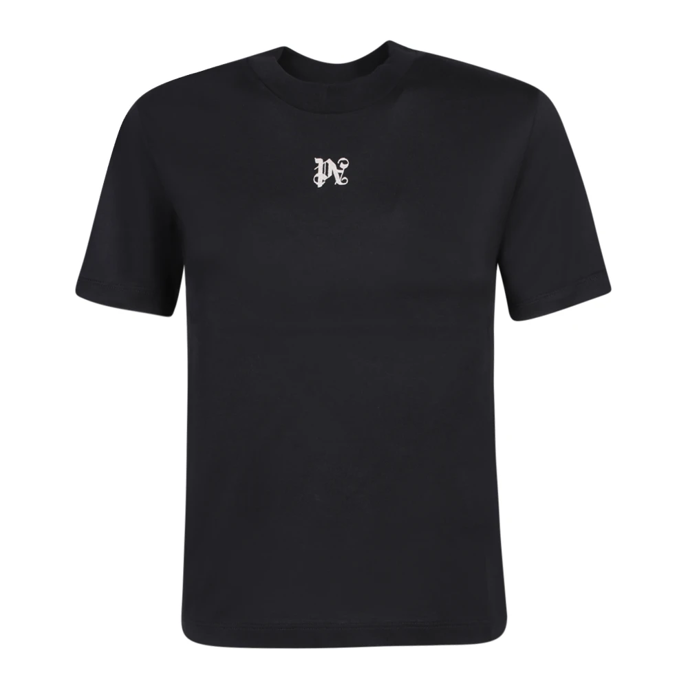 Palm Angels Zwart Logo Geborduurde Boxy Fit T-Shirt Black Dames
