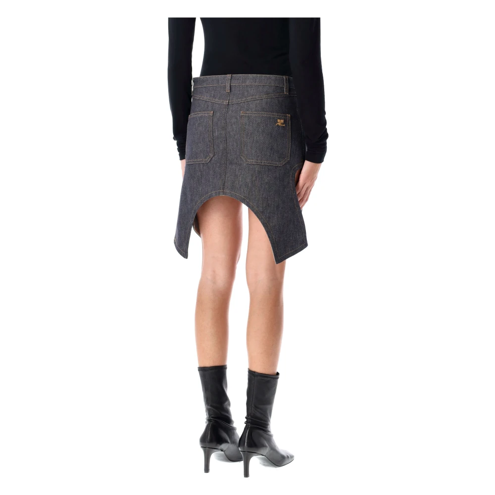 Courrèges Donkergrijze Mini Denim Rok Blue Dames