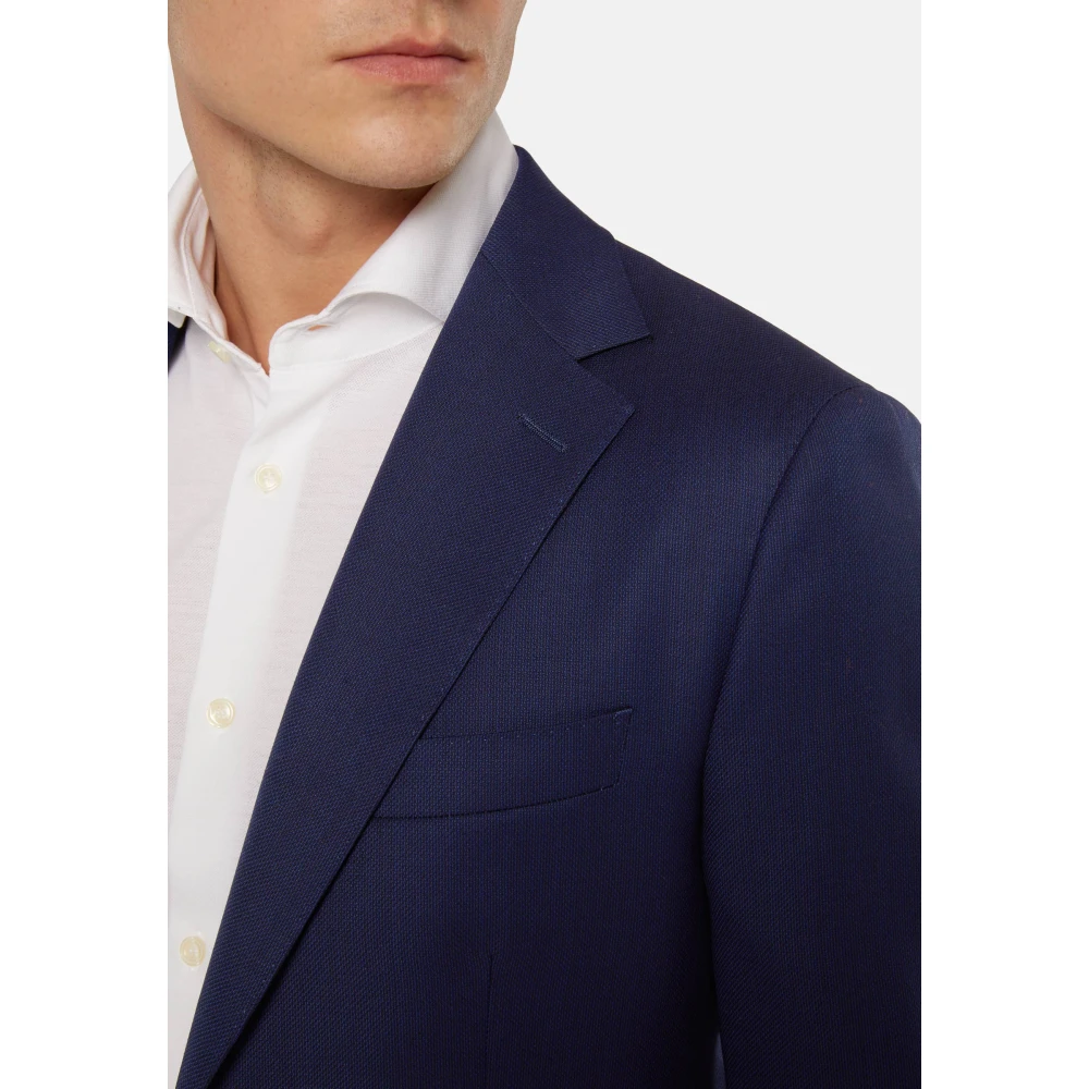 Boggi Milano Micro-gestructureerde wollen jas Blue Heren