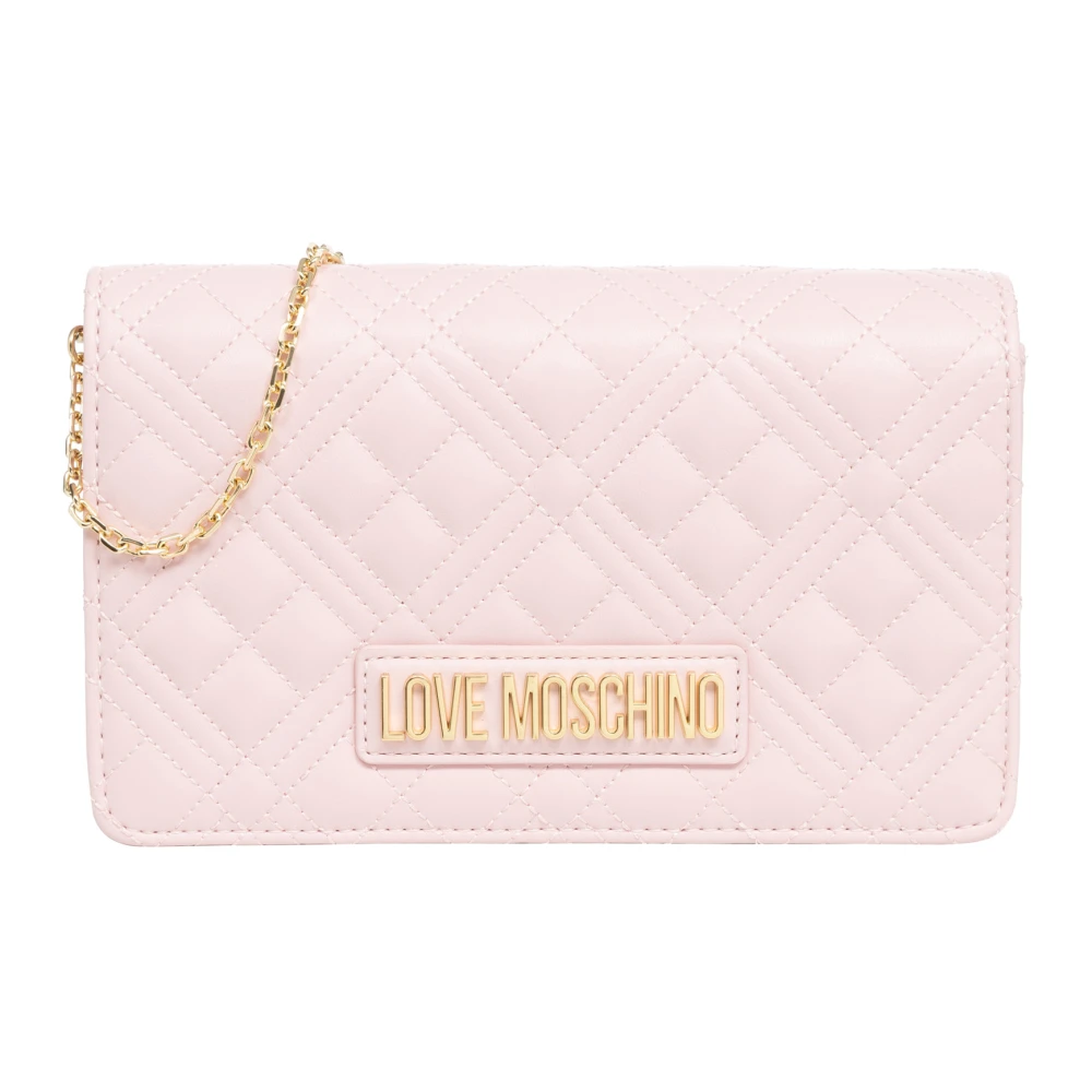 Love Moschino Magnetisk Stängning Enkel Plånbok med Logotyp Pink, Dam