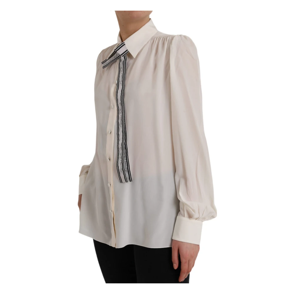 Dolce & Gabbana Off White Button-Down Polo Top White Dames