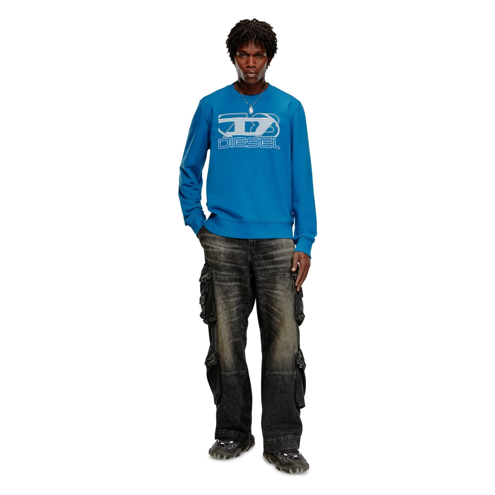 Diesel Sweatshirt with logo print Blue Heren