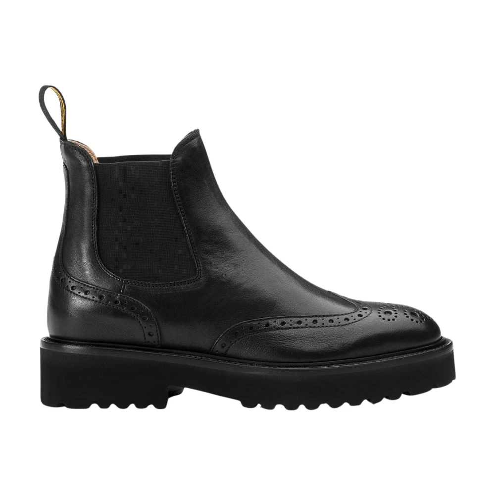 Doucal's Women's Black Leather Dovetail Beatle Boot - Chelsea Boots - 3 Uk - Shoes
