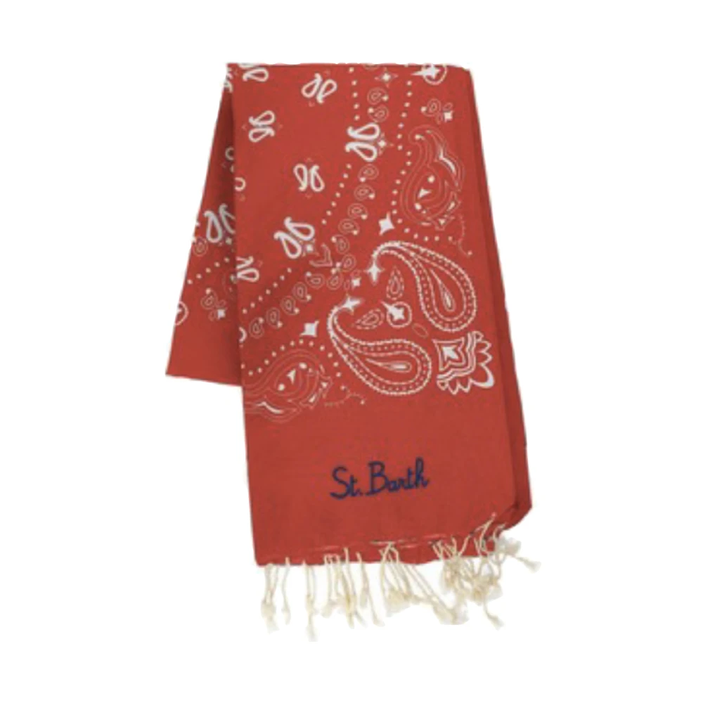 MC2 Saint Barth Katoenen Strandhanddoek Bandana Print Diverse Kleuren Red Dames