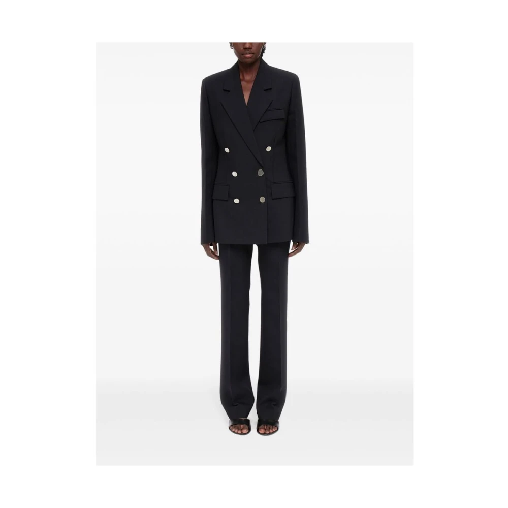 Salvatore Ferragamo Zwarte Wol Dubbel-Breasted Jas Black Dames